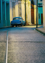 lonely almendron parked in the streets of bayamo , cuba