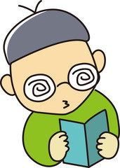 メガネ君　メガネ　男の子　読書　本