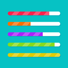 Obraz premium Progress bar vector set, fat cartoon ui graphic element isolated, idea or loader, downloading or updating control indicator clipart