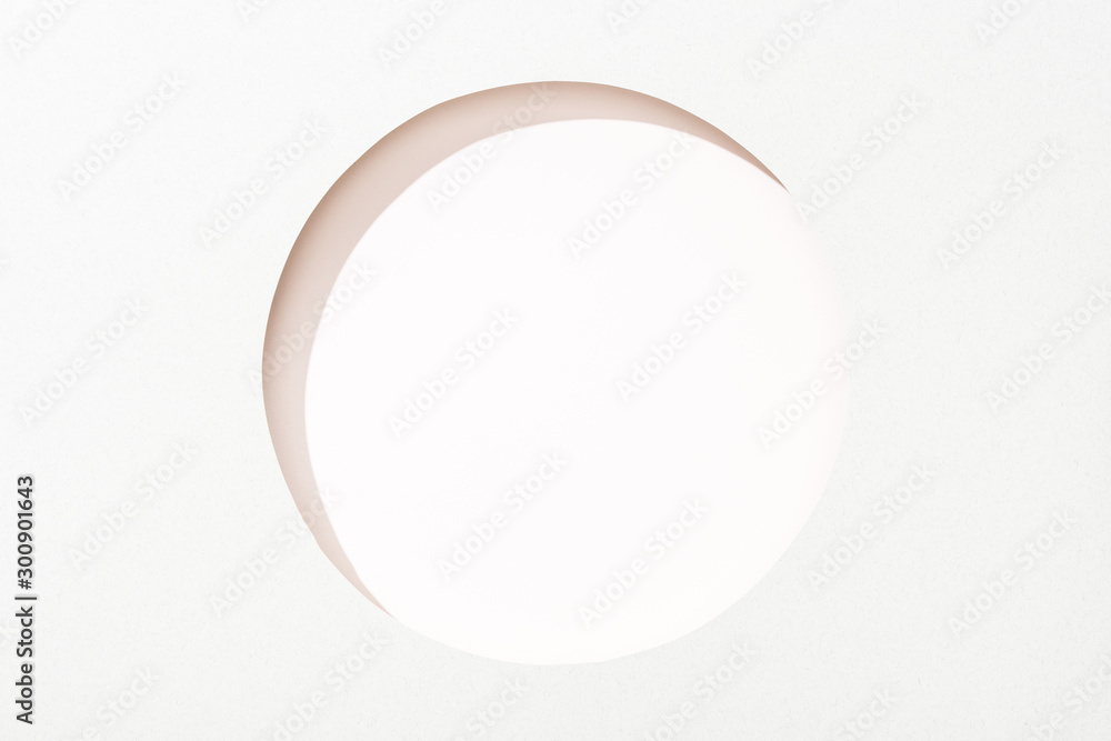 Canvas Prints cut out round hole in white paper on white background