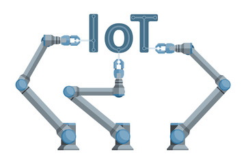 Robots assemble inscription 