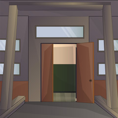 entrance to the entrance of a residential building. Doors, stairs, corridor.