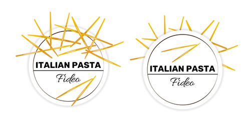 Labels of fideo, italian short and thin pasta.
