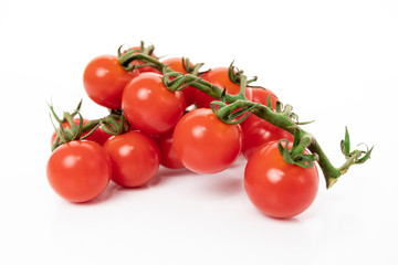 Cherry tomatoes isolated on white background