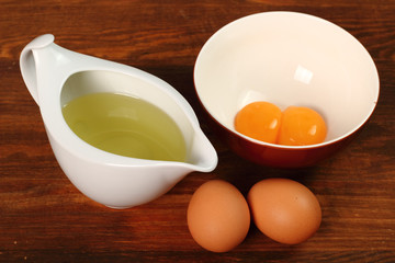 Ingredients to make mayonnaise. Making Mayonnaise. Series.