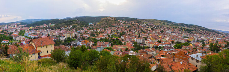Fototapeta na wymiar A panorama view of old historical Kastamonu city from Turkey