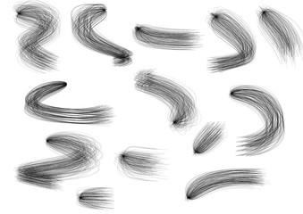 Set of  black curved wavy lines brush