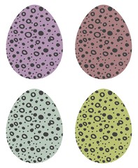 Set spotted Easter egg of various colors. Isolated on a white background. Marker hand draw illustration. Decoration template