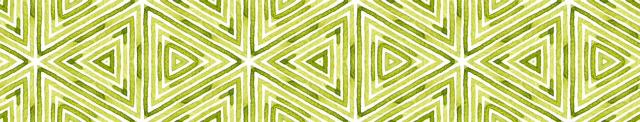 Groene naadloze grens Scroll. Geometrische aquarel