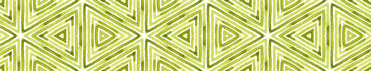 Afwasbaar behang Groen Groene naadloze grens Scroll. Geometrische aquarel