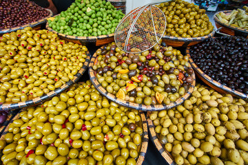 Marinated  olives on provencal street market