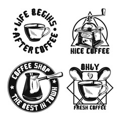 Set of coffee labels.