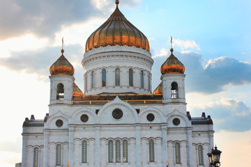 Fototapeta na wymiar Cathedral of Christ the Saviour close up view in Moscow, Russia 