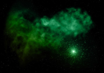 Star field in space and a nebulae. 3D rendering
