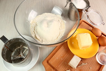 Before kneading. Making Yeast Dough (Leaven). Making Poppy Seed Snail. Sweet Roll Bun.
