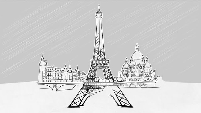 Paris France Selfdrawing Lines
