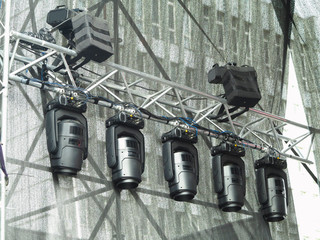 Structures of stage illumination spotlights equipment