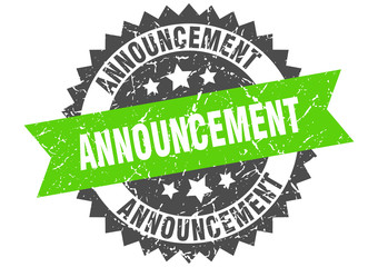 Fototapeta premium announcement grunge stamp with green band. announcement