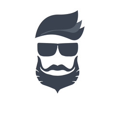 Logo for barbershop, hair salon with hipster haircut