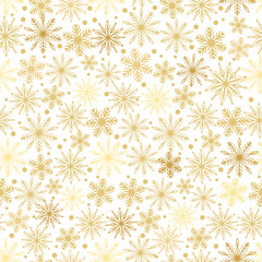 Fototapeta premium Stylish seamless snowflake pattern. Vector background with hand drawn snowflakes and spots in pastel colors