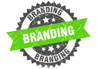 branding grunge stamp with green band. branding