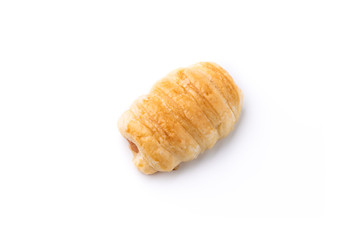 croissant sausage on isolated white background