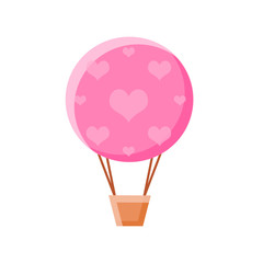 A pink hot air balloon with hearts clipart 