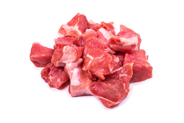 Fresh raw pork pieces isolated.