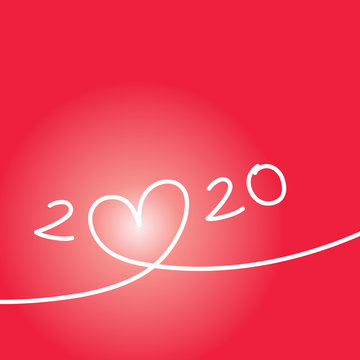 Carte de voeux 2020 sur le concept des rencontres et des relations amoureuses, symbolisé par un dessin au trait ,d’un coeur lumineux.