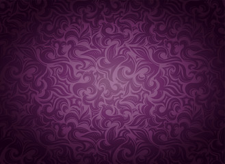 damask vintage violet, marsala, purple background with floral elements in Gothic, Baroque style. Royal texture, vector Eps 10