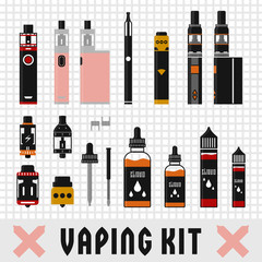 Flat vector illustration of a vape bar in orange colors.