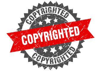 copyrighted grunge stamp with red band. copyrighted