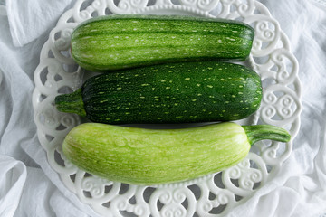 Fresh ripe garden zucchini. Raw organic vegetables