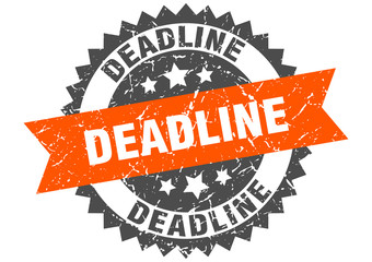 deadline grunge stamp with orange band. deadline