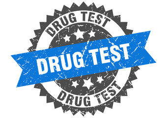 drug test grunge stamp with blue band. drug test