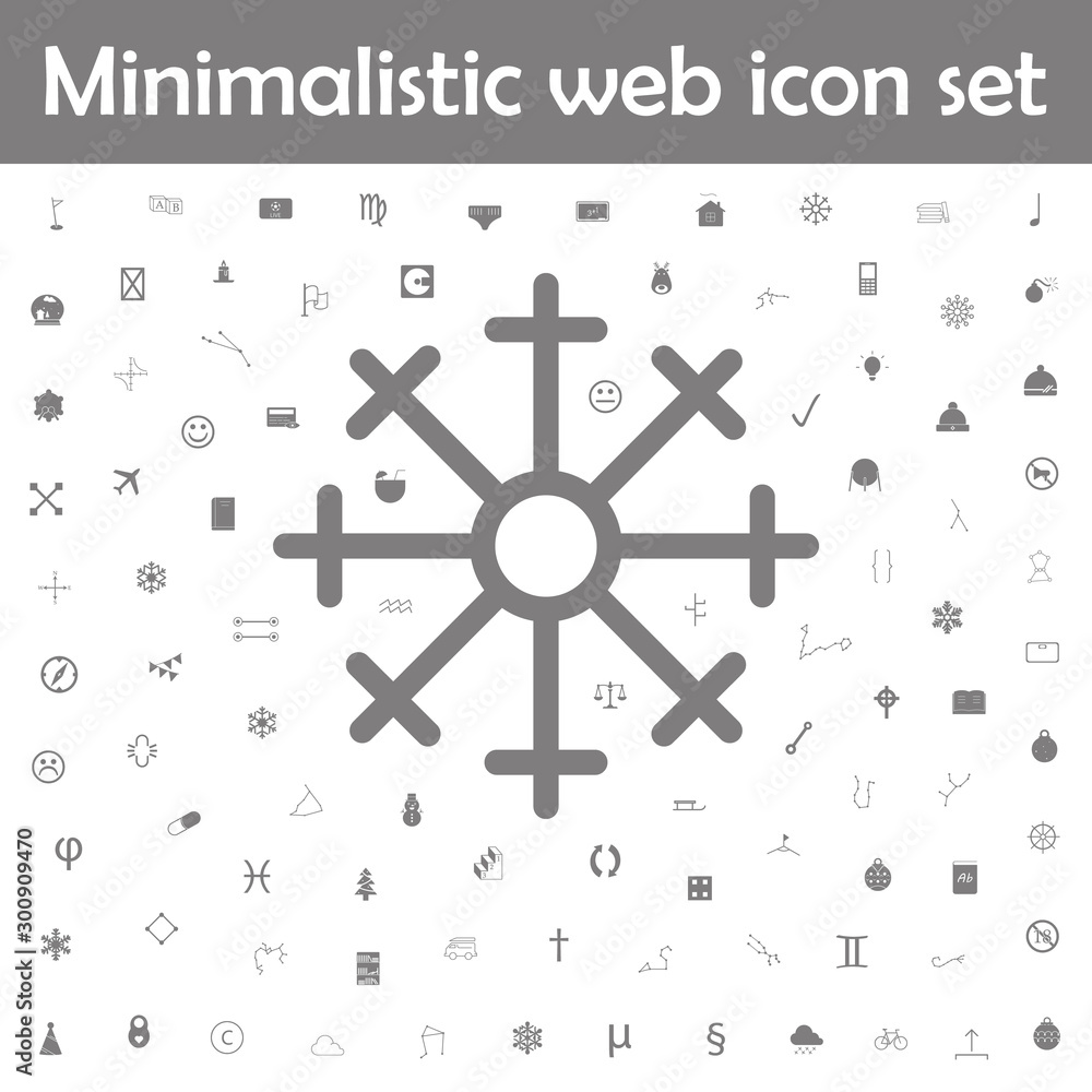 Poster snowflake icon. web, minimalistic icons universal set for web and mobile on white background