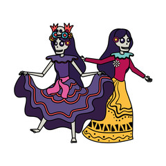 mexican katrinas skulls dancing characters