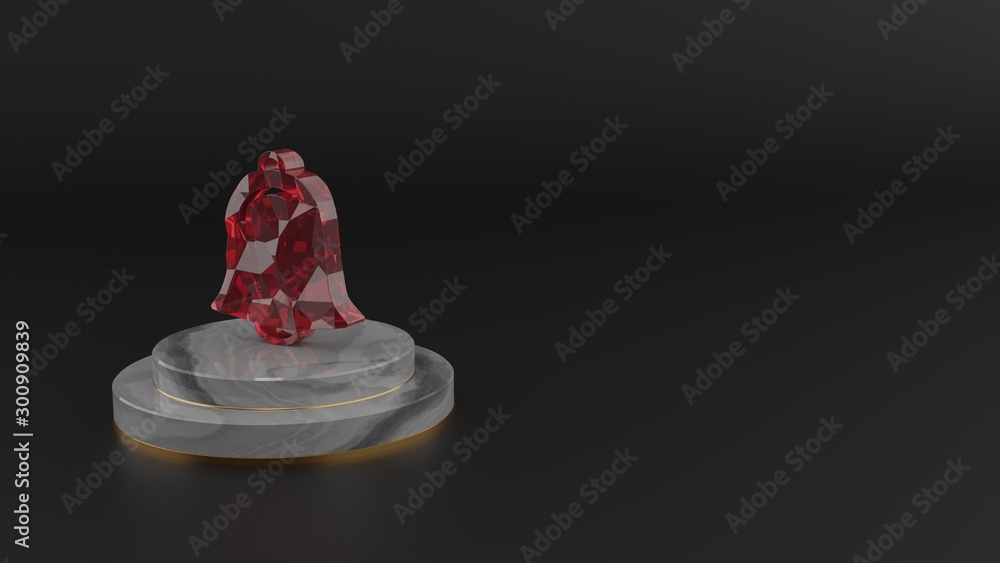Poster 3d rendering of red gemstone symbol of alarm icon