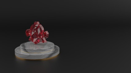 3D rendering of red gemstone symbol of alarm icon