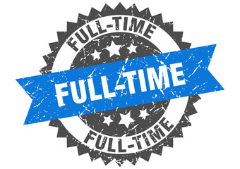 full-time grunge stamp with blue band. full-time