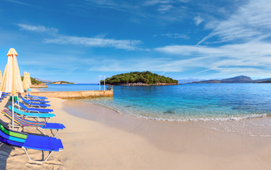 Summer morning Ksamil Beach, Albania.