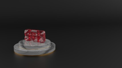 3D rendering of red gemstone symbol of band aid icon