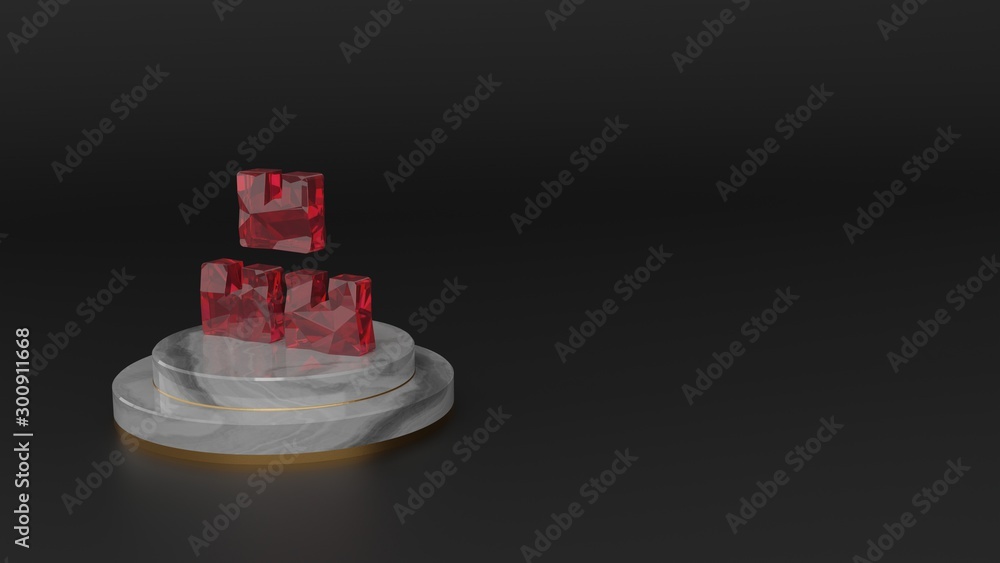 Poster 3d rendering of red gemstone symbol of boxes icon