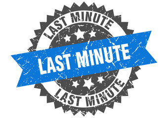 last minute grunge stamp with blue band. last minute