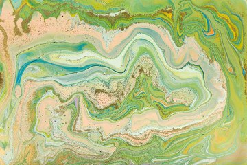 Pink and green marble pattern. Abstract liquid background.