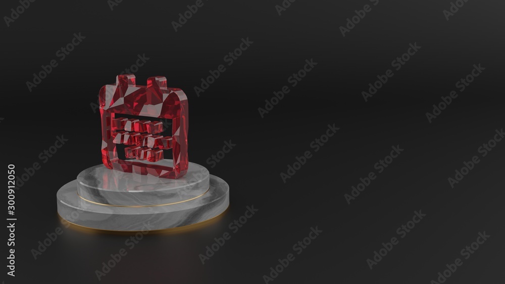 Poster 3d rendering of red gemstone symbol of calendar icon