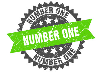 number one grunge stamp with green band. number one
