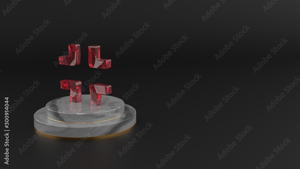 Poster 3d rendering of red gemstone symbol of compress icon