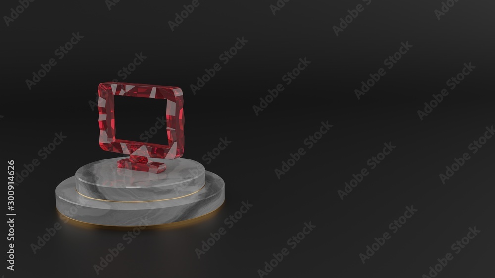Poster 3d rendering of red gemstone symbol of desktop icon