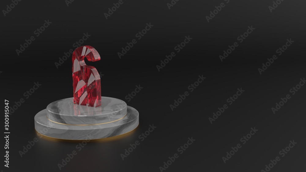 Poster 3d rendering of red gemstone symbol of do not disturb icon